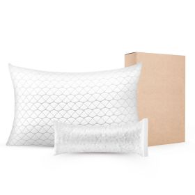 Bed Pillow for Sleeping, Queen Size Luxury Quality Hotel Pillow with Memory Foam Fill, Supportive & Adjustable, Includes Natural Firber Pillowcas