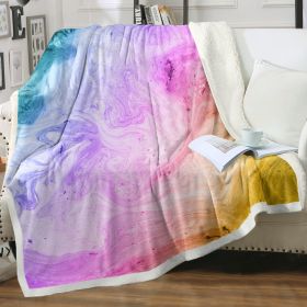 Pastel Fleece Throw Blanket Rainbow Marble Sherpa Blanket for Girls Women Colorful Tie Dye Plush Fuzzy Blanket for Sofa Bed Couch (size: 130x150cm)