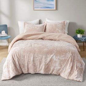 Crushed Velvet Sherpa Reversible Comforter Set (Color: as Pic)