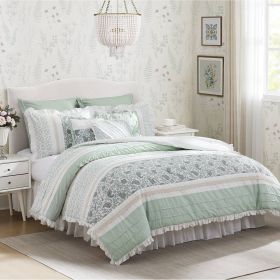 9 Piece Cotton Percale Comforter Set (Color: as Pic)