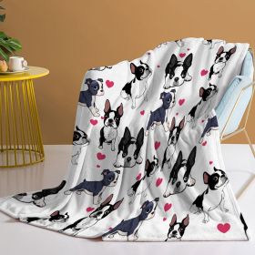 1pc Cute dog Printed Flannel Blanket - Soft, Warm, And Lightweight Throw For Couch, Sofa, Office, Bed, Camping (Color: White, size: 130x150cm)