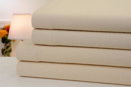 Bibb Home Solid Flannel 4 Piece Sheet Set (Color: Beige, size: QUEEN)